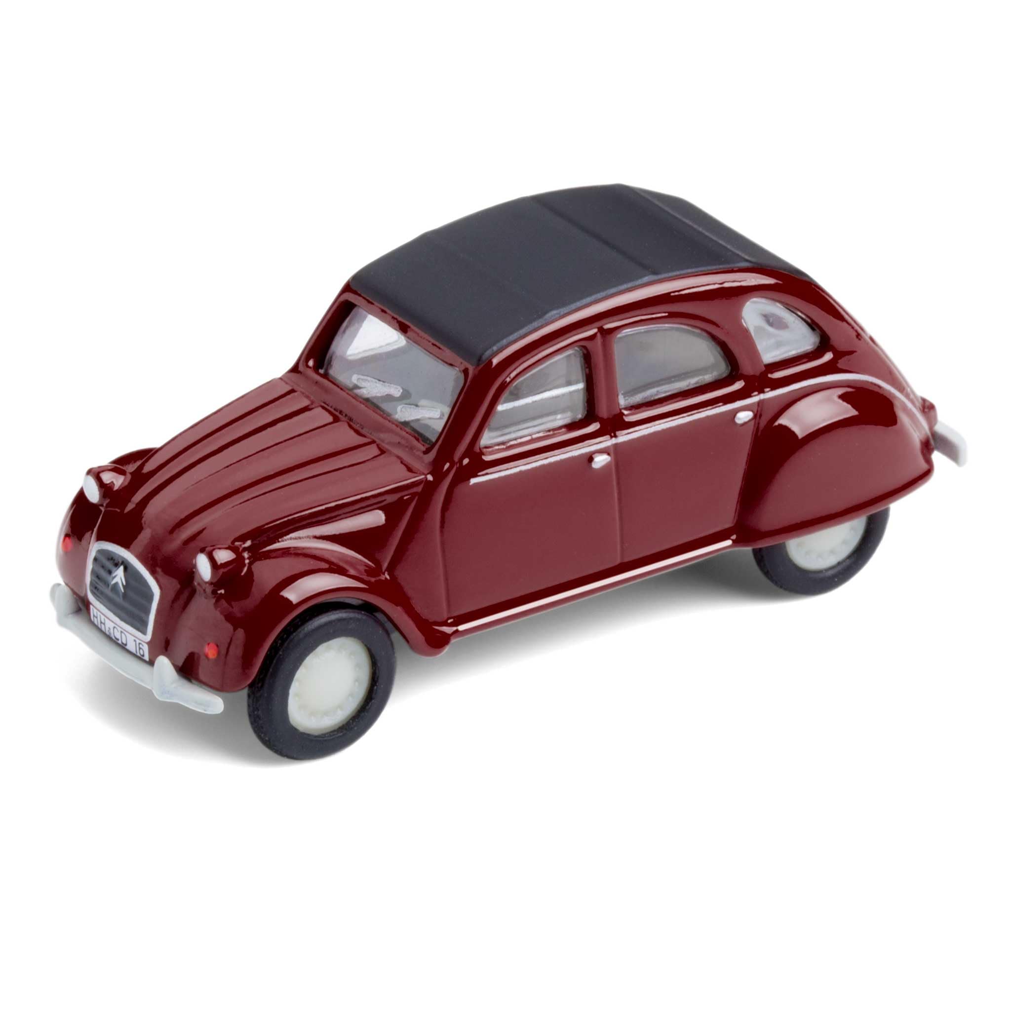 Modellauto mit Magnet für Kühlschrank und Pinnwand – Kultauto kompatibel mit Citroen 2CV Ente weinrot (20.8-43)