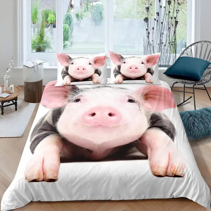 Funda nórdica de cerdo de 155x220 cm con almohada para cama de 90