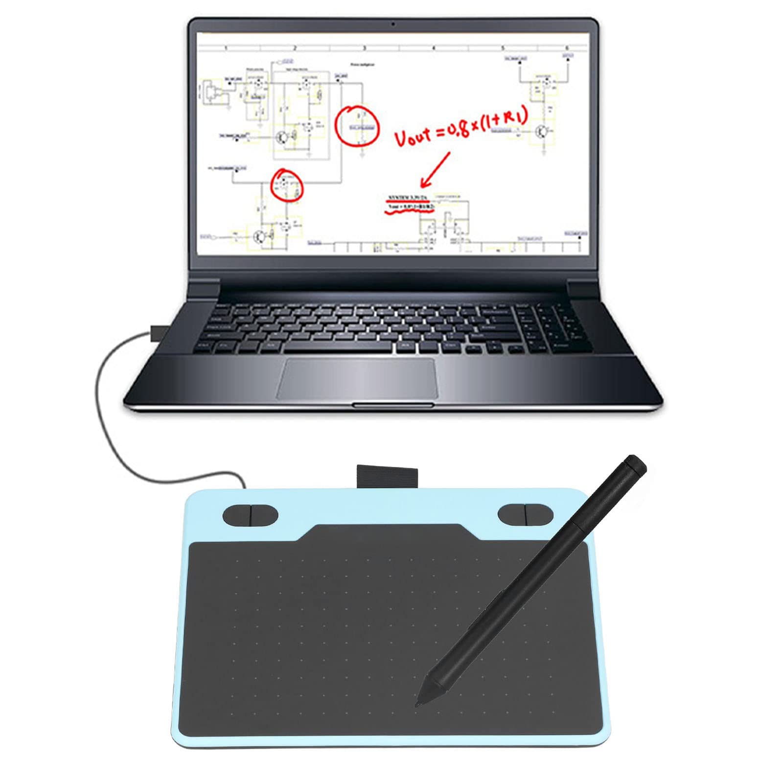 TsoLay Tavoletta Grafica, Tavoletta Grafica Elettronica Professionale Portatile con 8192 Penna Passiva di Ricarica Senza Batteria, velocità di Lettura 233/s, per Notebook, Tablet, Telefono Cellulare