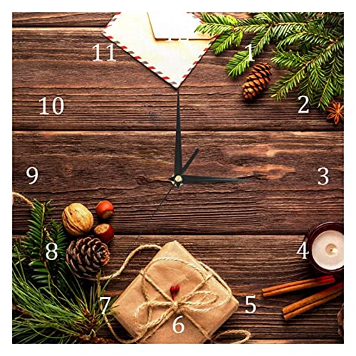 BestIdeas Postal de Nochevieja con textura de madera, cuarzo silencioso, reloj de pared, funciona con pilas, decoración del hogar para dormitorio, salón, cocina, oficina