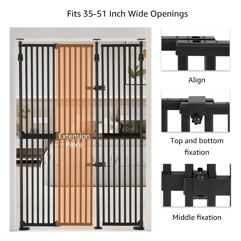 unipaws Puerta extra alta para gatos de 75 pulgadas de alto, cierre automático y sin perforaciones, puerta de seguridad para puerta, pasillo, escaleras, a prueba de perros y gatos, apto para apertura