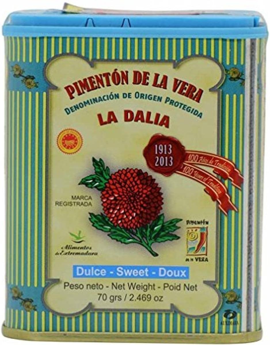 Sweet Smoked Paprika Powder, Authentic Spanish Pimentón de la Vera, DOP Certified, Rich Color and Smoky Flavor, Perfect for Chicken, Meat, Rice and Sauces, 2.46oz (Pack of 1)