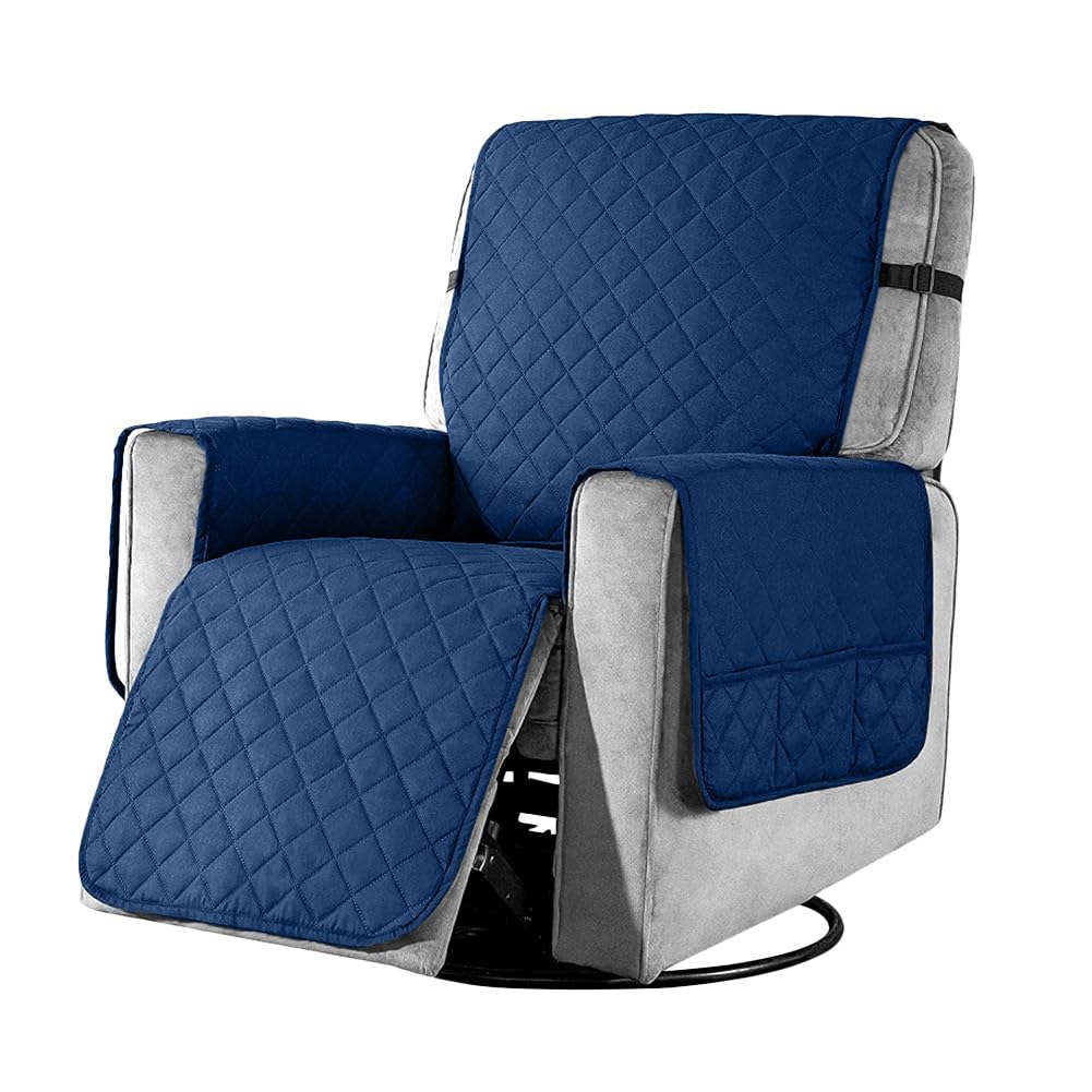 Funda de sillón reclinable azul marino protectora para mantener el salón limpio con niños y mascotas