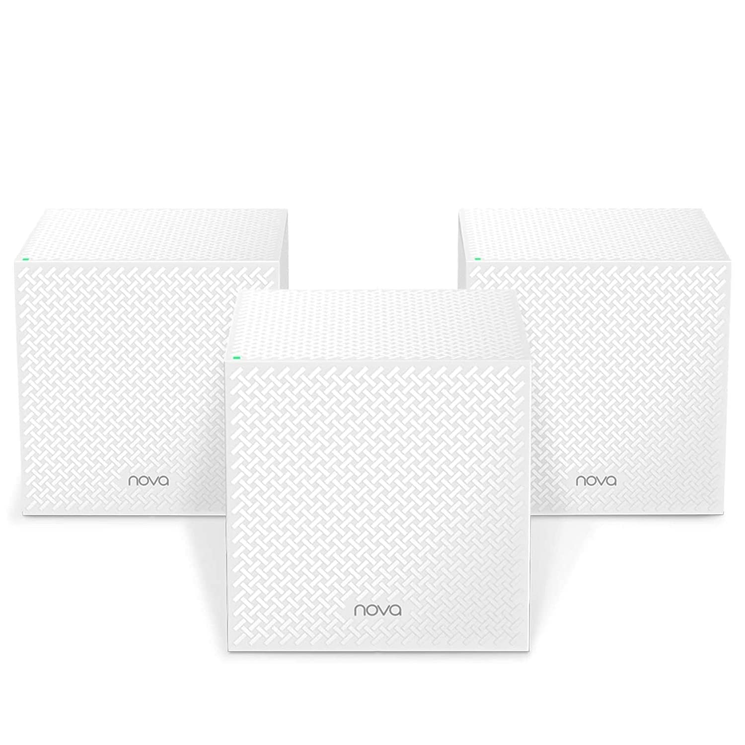 Tenda Nova MW12-3 Pack Système WiFi Mesh AC2100M pour la Couverture Maison/PME de 600 m² Multi-étage, Remplacement Routeur&Répéteur, 2 Ports Gigabit x3, Installation APP Facile, Compatible avec Alexa