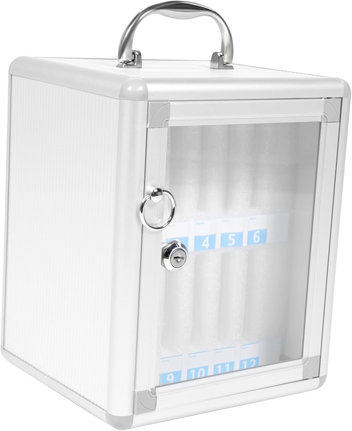 NUOBESTY 1Pc Mobile Phone Storage Box Aluminum Alloy Organizing Cabinet with Pearl Protection Slot Storage Locker for Classroom Office and Travel Phone Locker for Easy Access and