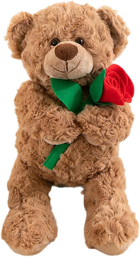 Oso de Peluche con Rosa, Juguete Suave y Abrazable
