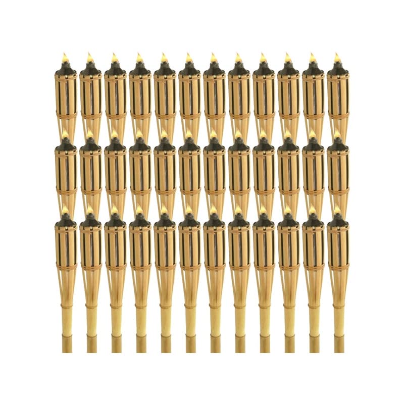 Lot De 10 Torches à Huile En Bambou De 120 Cm - Éclairage D'ambiance Extérieur - Installation Facile