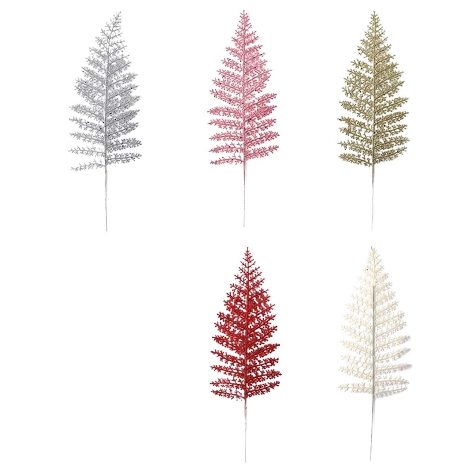 TGDGFKIAS Artificial Pine Branches, Christmas Glitter Artificial Pine Needles Bouquet Pack Of 20 Multicolor Ornaments For Tree Decor(Onecolor)