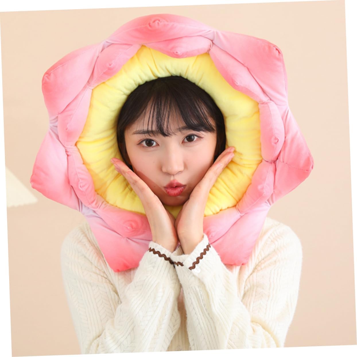 SHOWERORO Plush Lotus Flower Headgear Funny Carnival Hat for Halloween Cosplay Adorable Photo Prop for Parties and Festivals Soft and Comfortable Material