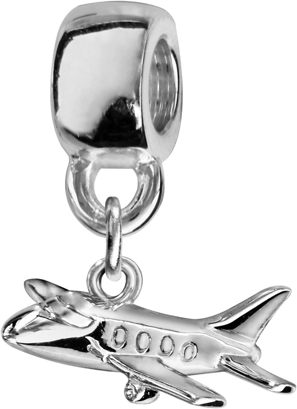 So Chic Bijoux Aeroplane Sterling Silver Charm Bead Compatible with Pandora, Trollbeads, Chamilia, Biagi