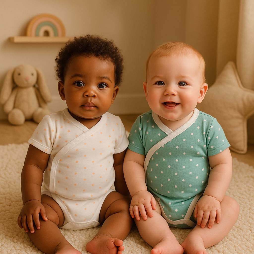 BABIDU Body niemowlęce z krótkim rękawem, 100% miękka, oddychająca bawełna, unisex, odzież dla niemowląt, chłopców i dziewczynek, body dla noworodków, idealne do skóry wrażliwej i na co dzień