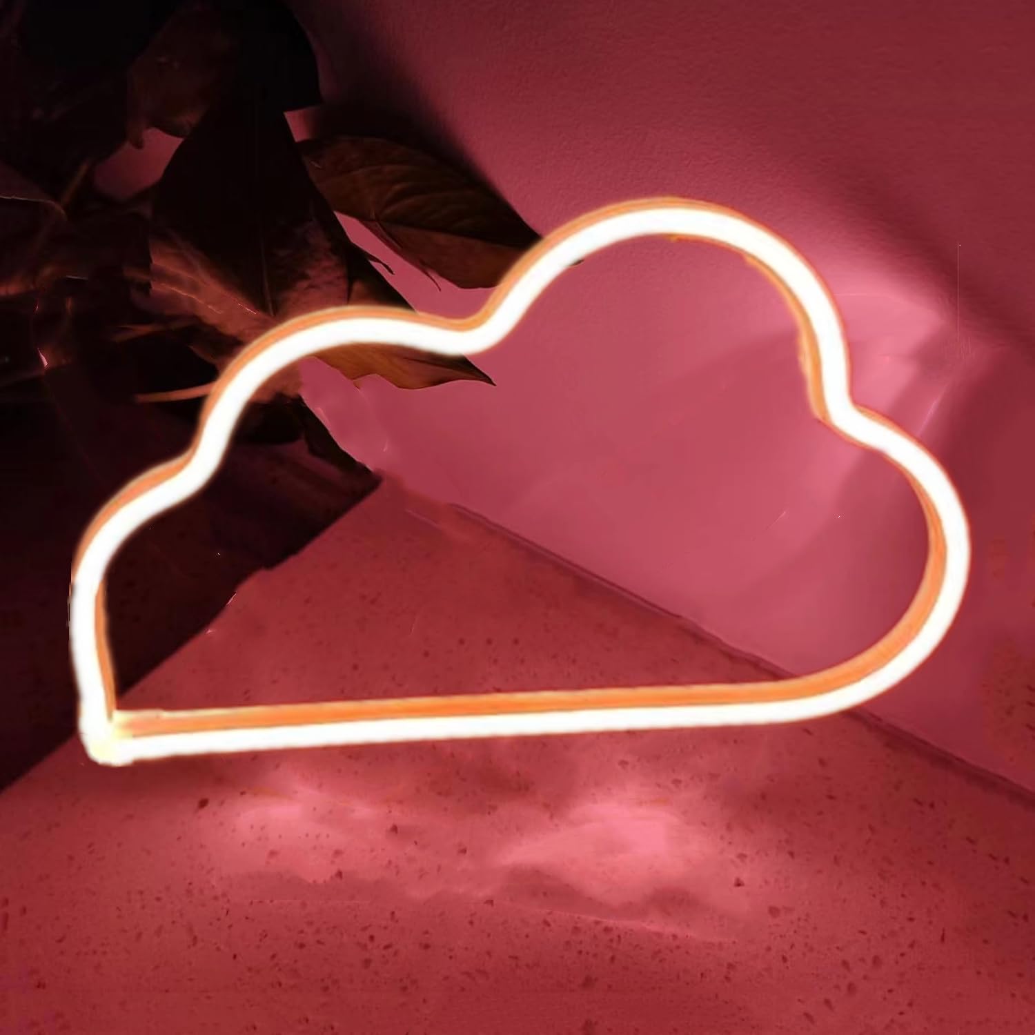 HFHungkeong Cloud Neon Signs for Teens Girls Bedroom Dorm Wall Decor,Coral Pink Neon Cloud Lights Cute Clouds Decorations for Room Birthday Wedding Party Decor Aesthetic,USB and Battery Dual Powered — image 1