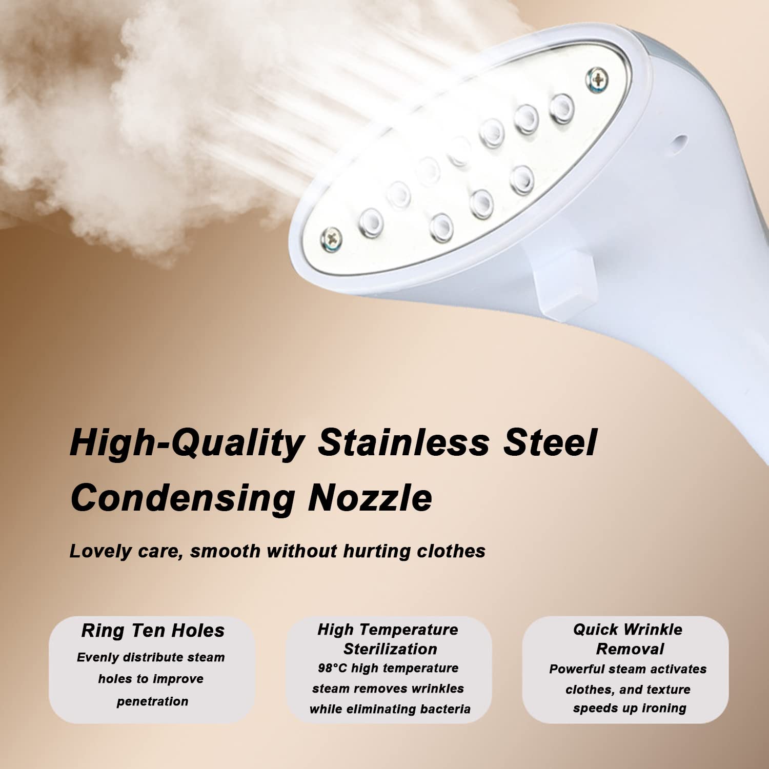 UMJIGF 1800W Heavy Duty Garment Steamer with Extra Large 2L Water Tank, Stainless Steel Steam Plate, Home Handheld Iron Machine,Gold