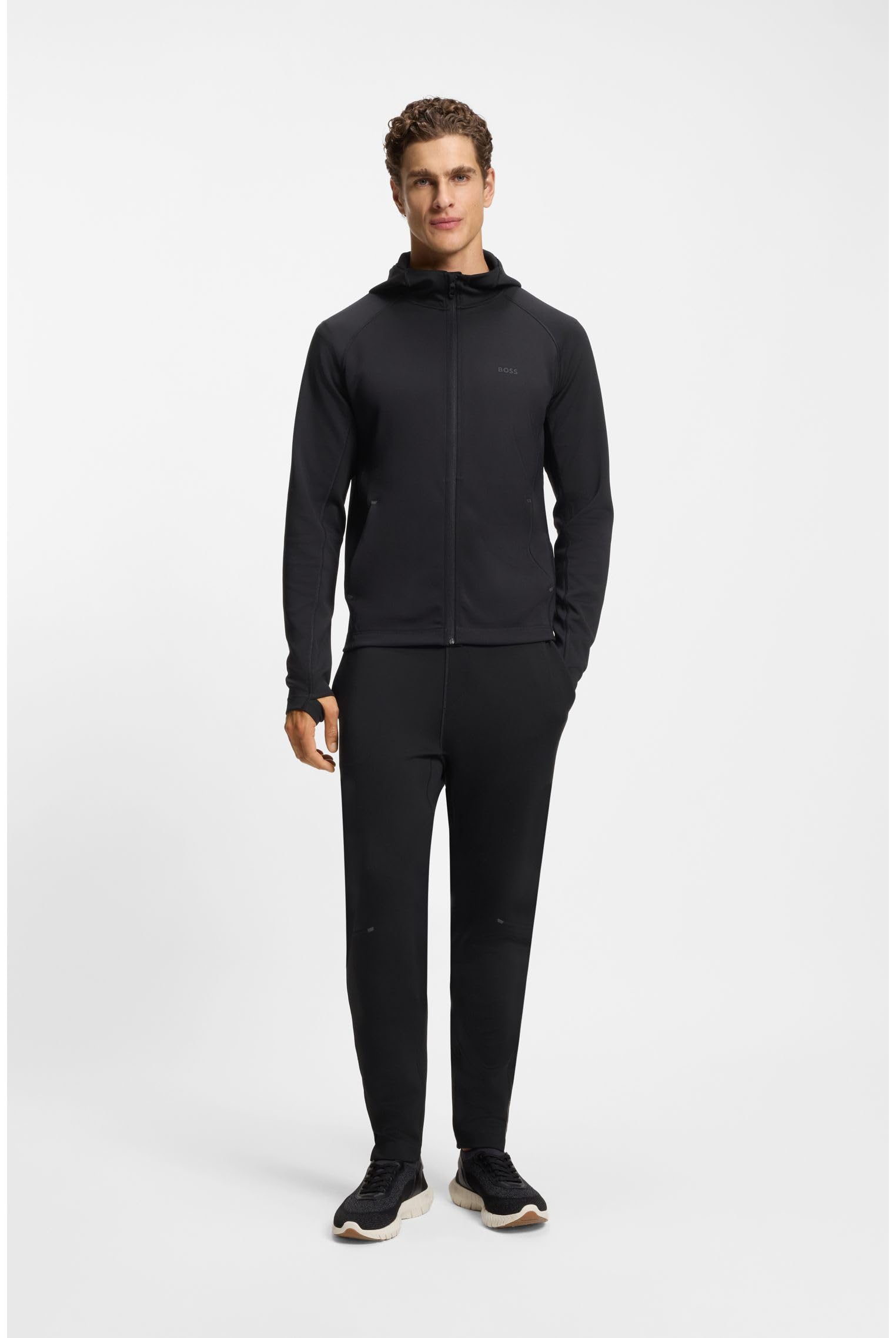 BOSS Active Hoodie Mit Reißverschluss Und Reflektierendem Branding
