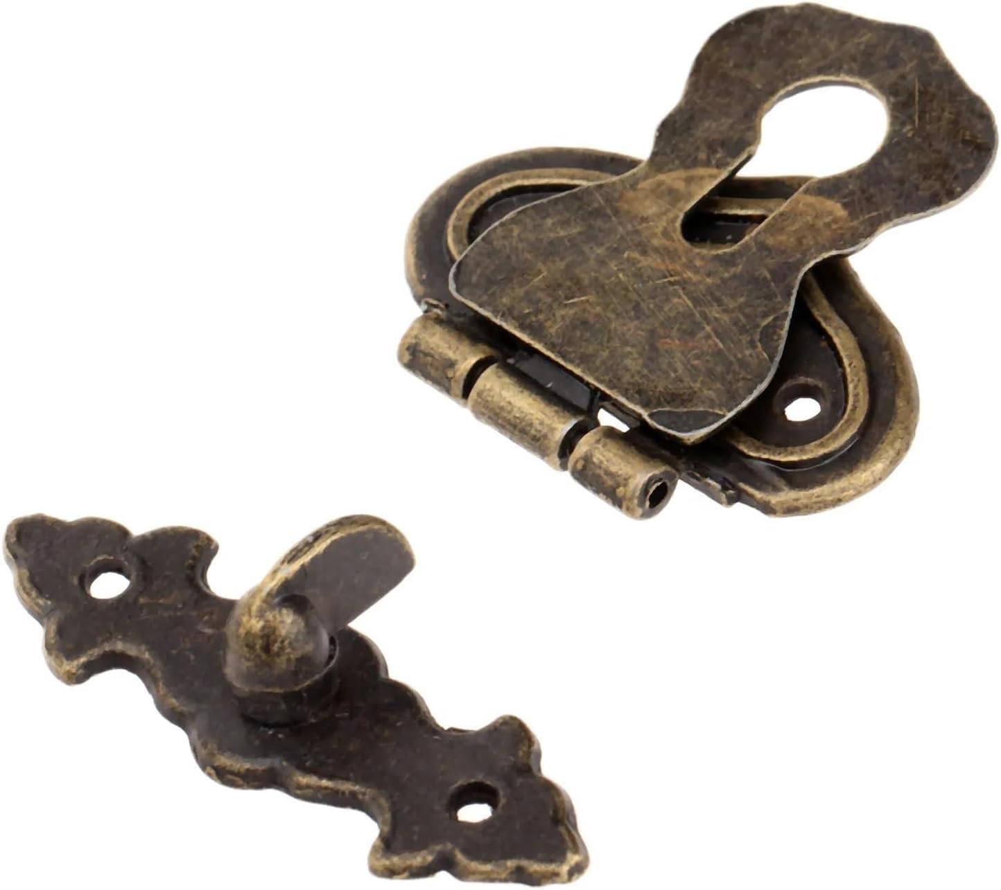Compatible 3-Pack 63×47mm Antique Bronze Lock Hasps, Padlock Hooks with Screws for Wooden Boxes & Chests