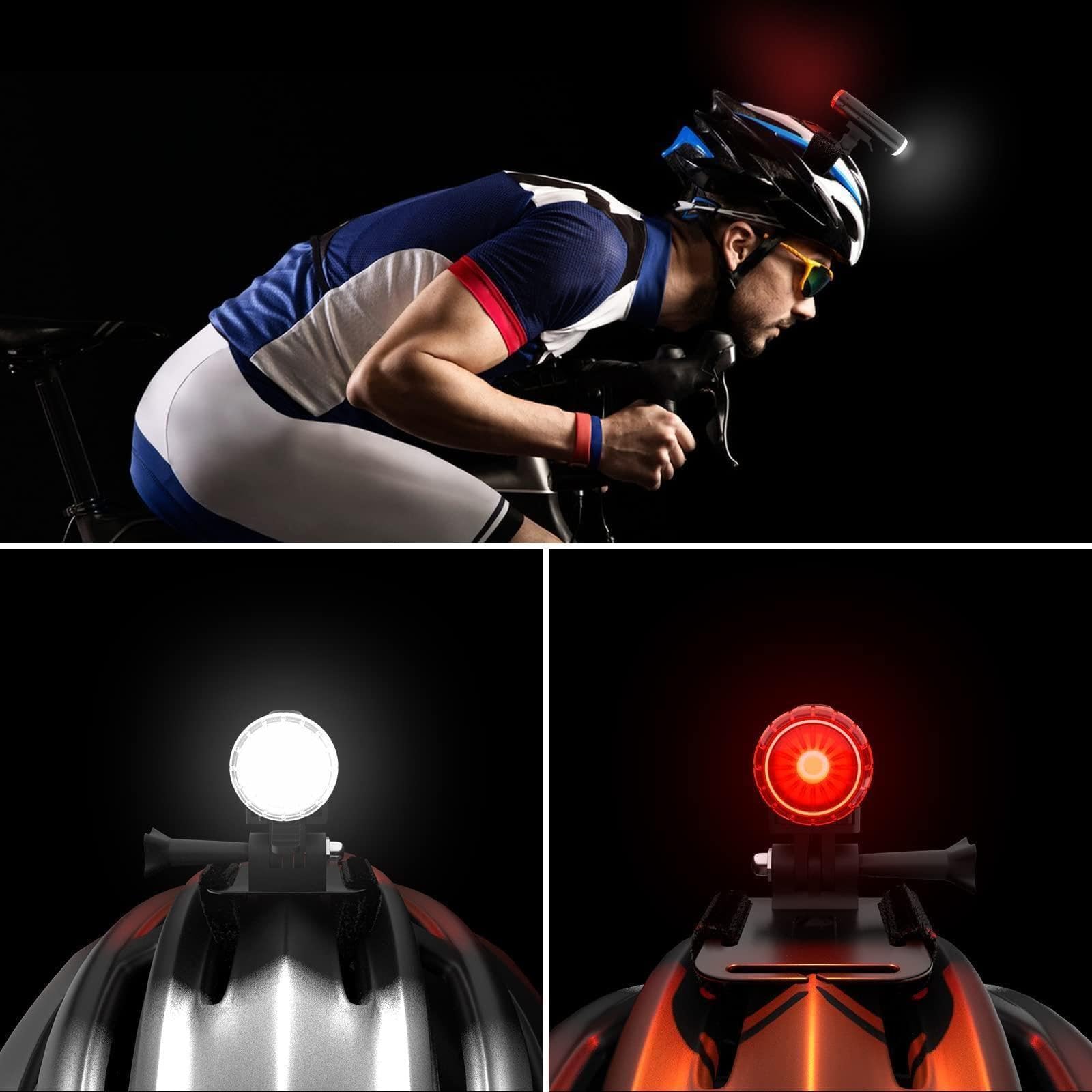 Amazon | 自転車ヘルメットライト USB充電式 5 モード超高輝度の警告灯 