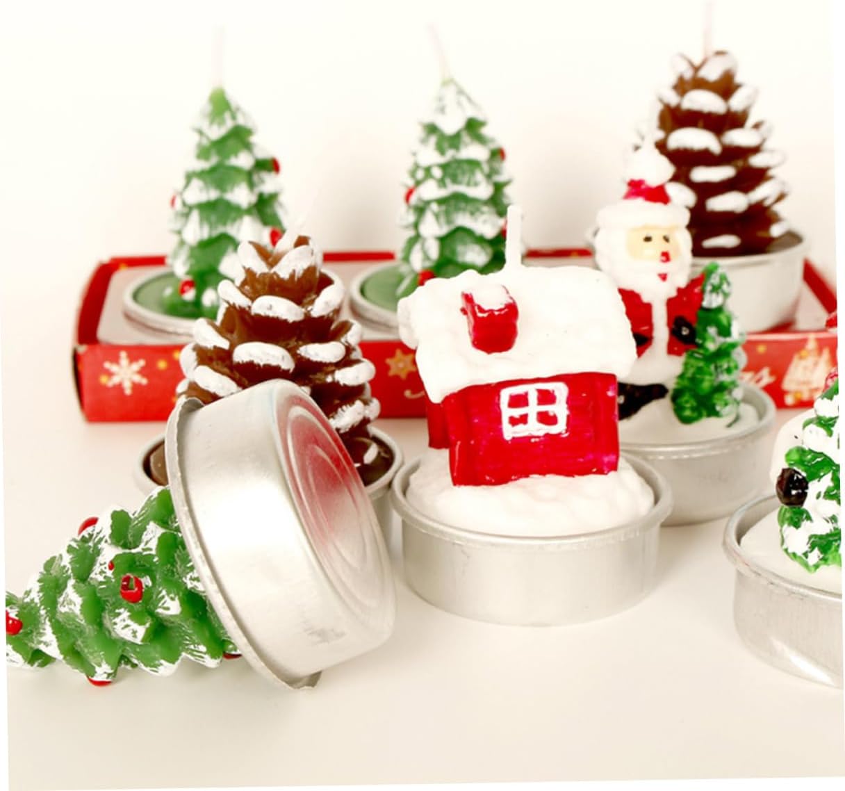 Christmas Candle 3pcs Paraffin Delicate Theme for Home Decoration Xmas