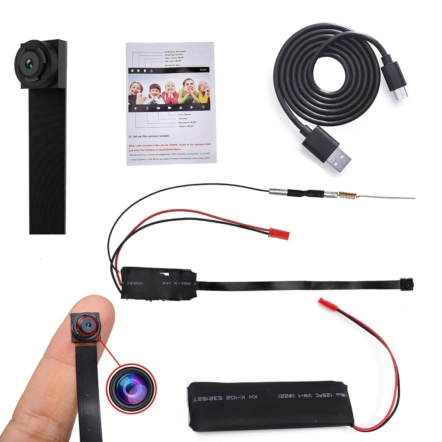 4K Video Quality Mini WiFi Spy Camera Module, Wireless 1080P Portable DIY Strip Hidden Camera Home Security Monitoring, Nanny Cam with Motion Detection(One Lithium_Ion Battery Free)-picture-12