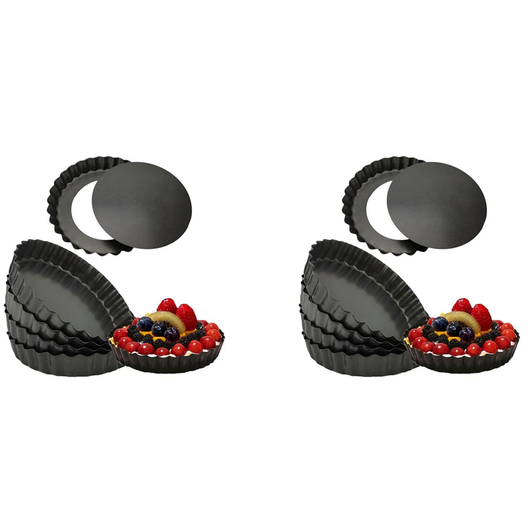 Moldes de tartas de 5 pulgadas redondos antiadherentes con fondo extraíble para quiche lote de 12