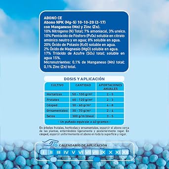 Flower - NitroFlower Multi-purpose Fertilizer Granulated Blue 750g | NPK 10-10-20 with Mg, S and Micronutrients | Coverage of 25 m2 | Universal Blue Fertilizer