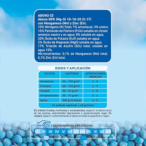 Flower - NitroFlower Multi-purpose Fertilizer Granulated Blue 750g | NPK 10-10-20 with Mg, S and Micronutrients | Coverage of 25 m2 | Universal Blue Fertilizer