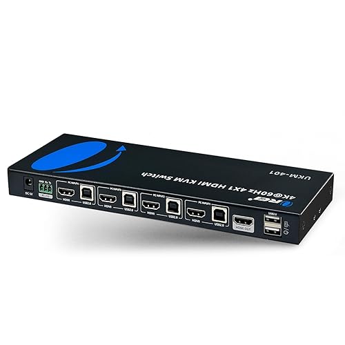 Miniatura 2 de OREI Conmutador KVM HDMI USB 2.0 4x1 4K60Hz con control RS-232  4 computadoras 1 monitor  HDMI 2.0 y HDCP 2.2 (UKM-401)