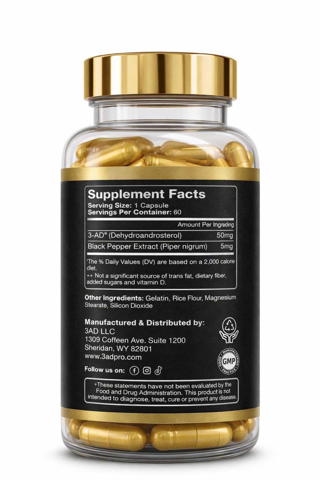3-AD® Black Series - Patented Adrenal Metabolite for Muscle Strength, Density & Performance - Hardcore Muscle Support - 60 Capsules — Amazon image 3