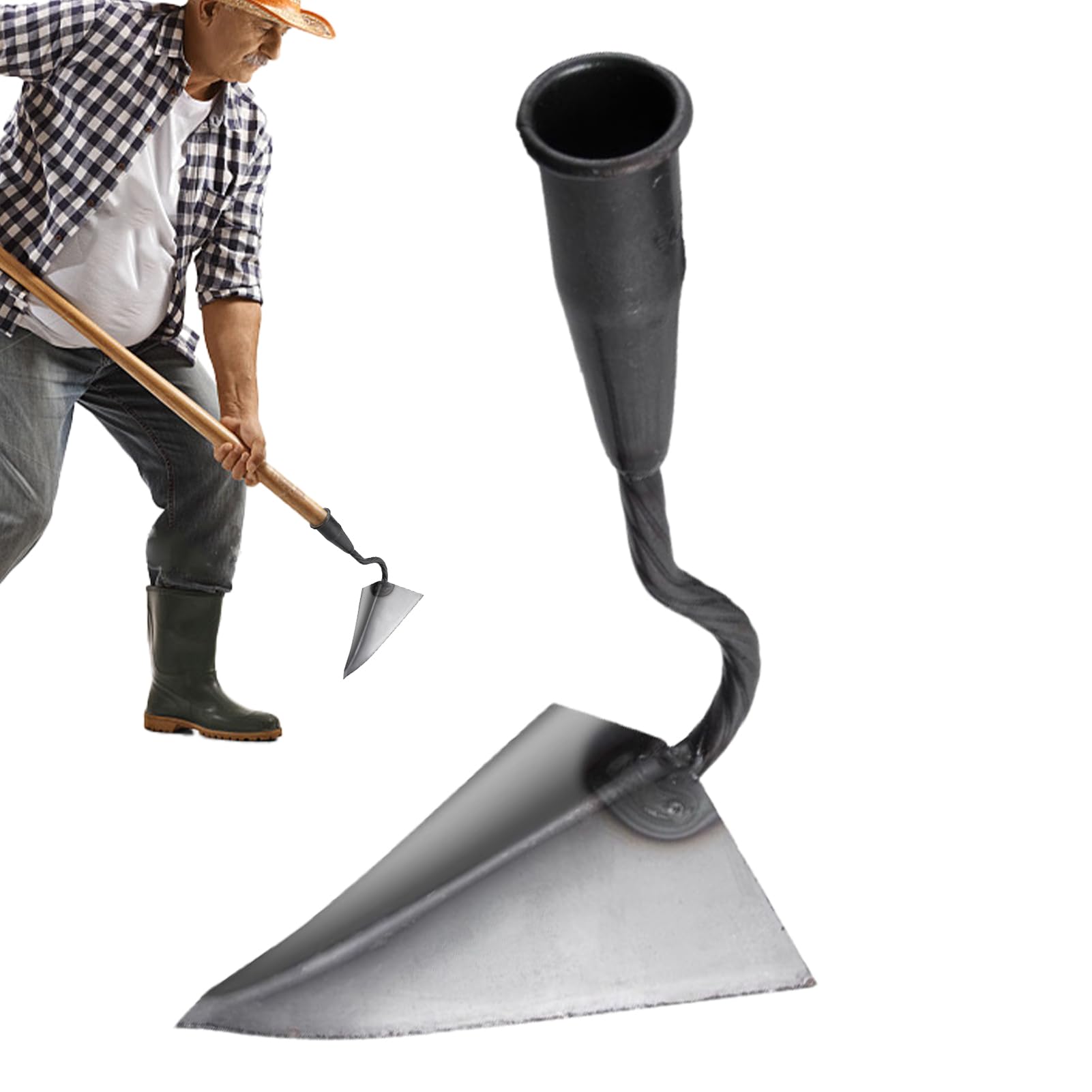 Outil manuel ergonomique triangulaire pour ameublir la terre et incorporer l'engrais facilement