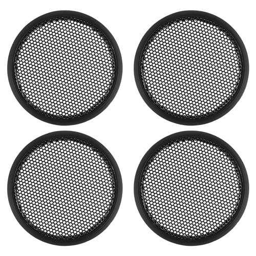 ACROPIX ユニバーサル 38mm カースピーカーグリルカバーメッシュラウンド 38mm オーディオスピーカーサブウーファーガードプロテクターケースアイアンブラック-4個セット