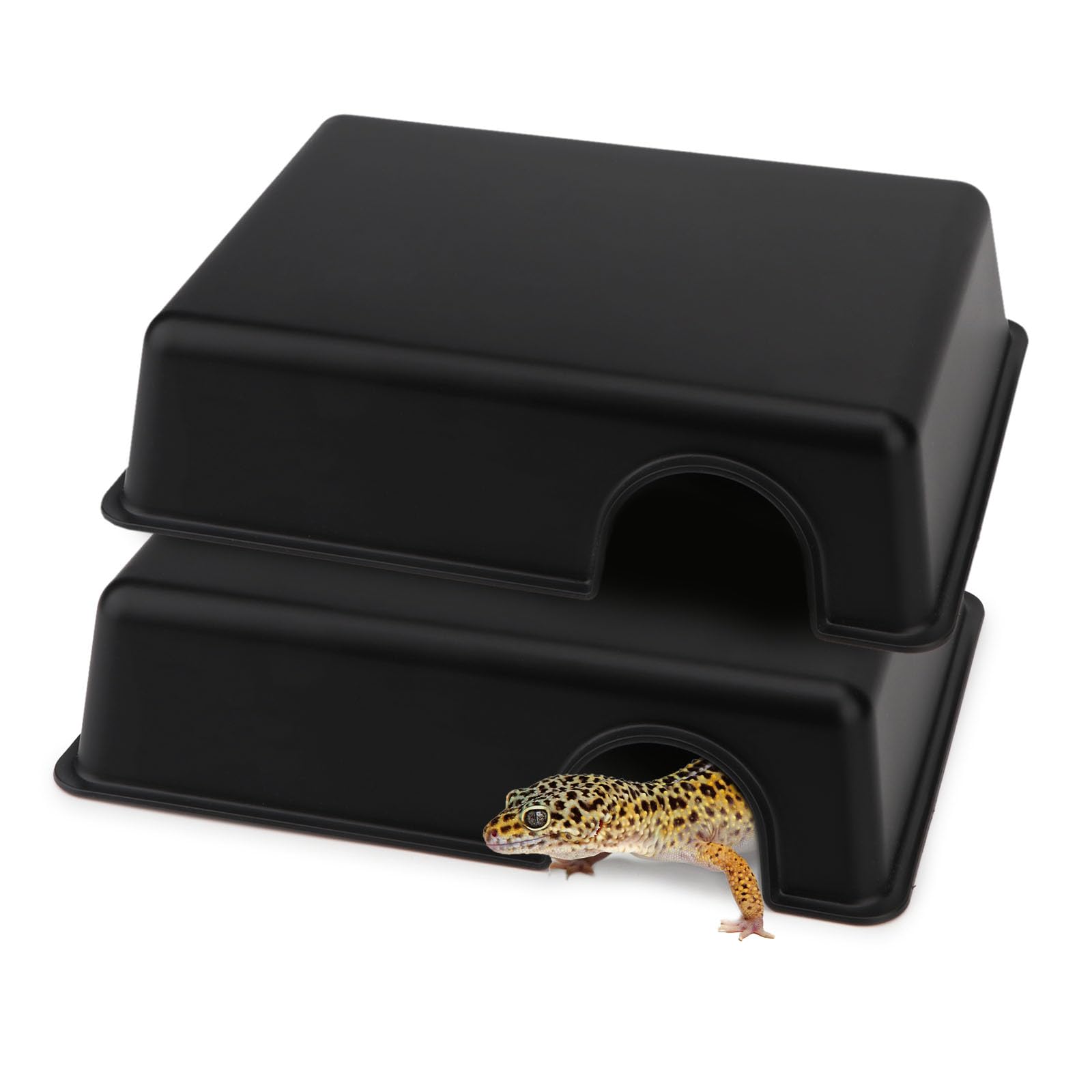 Cachette reptile avec texture de mue Hypeety boîte noire pour serpent taille M