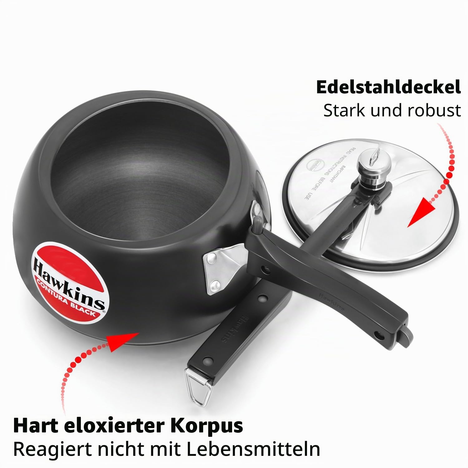HAWKINS CB30 Harteloxiert Schnellkochtopf, aluminium, 3 liters, Contura Schwarz