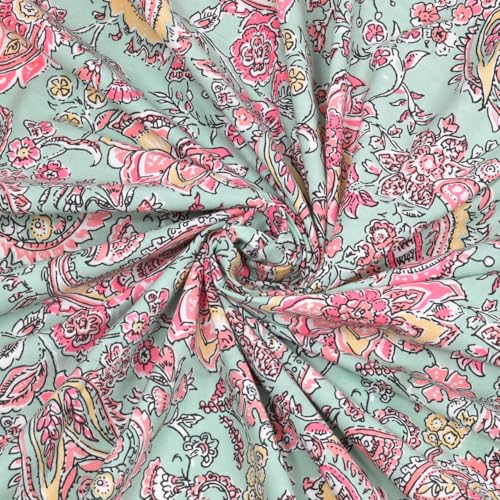 Image of elanorhomes 240 TC Cotton Single Size Bedsheet 60x90 inches with 1 Pillow Cover | Hand Printed | Ultra-Soft & Skin-Safe | Breathable Summer Comfort (Petal Symphony)