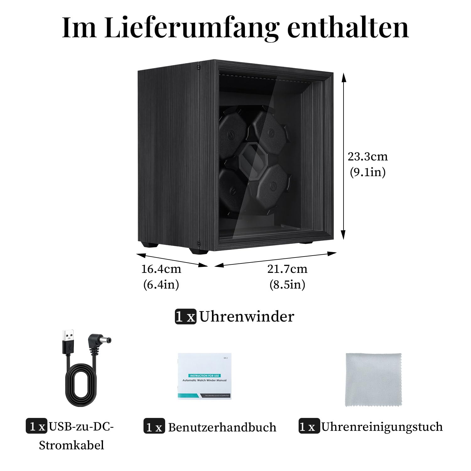 Mcbazel Automatischer Uhrenbeweger für Vier Uhren, Automatische Leise Funktion,Watch Winder Silent Motor, Verstellbare, Professionelle Uhrenpflege-Lösung – Schwarzes Ebony-Muster