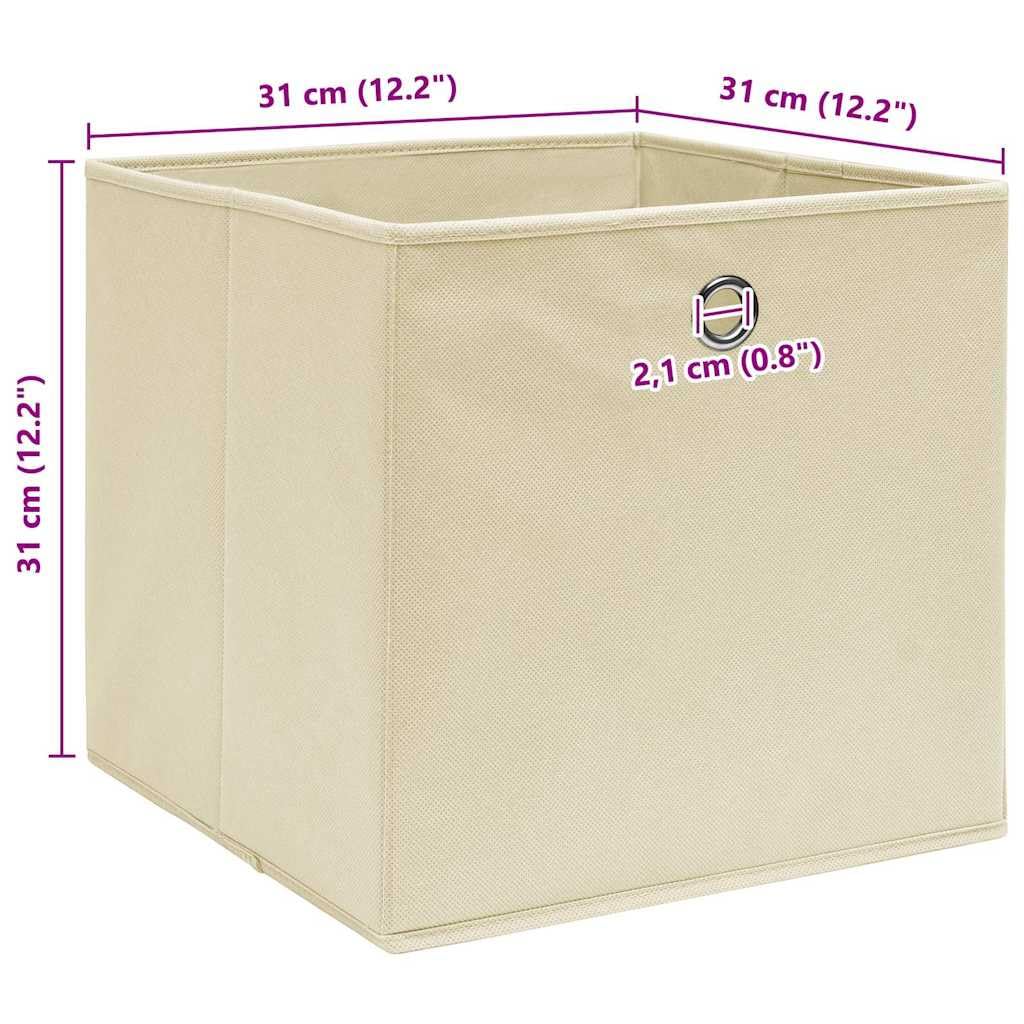 vidaXL 10x Aufbewahrungsbox Zusammenklappbar Spielkiste Regalkorb Faltkiste Korb Kinderbox Box Kiste Regalbox Staubox Creme 32x32x32cm Stoff