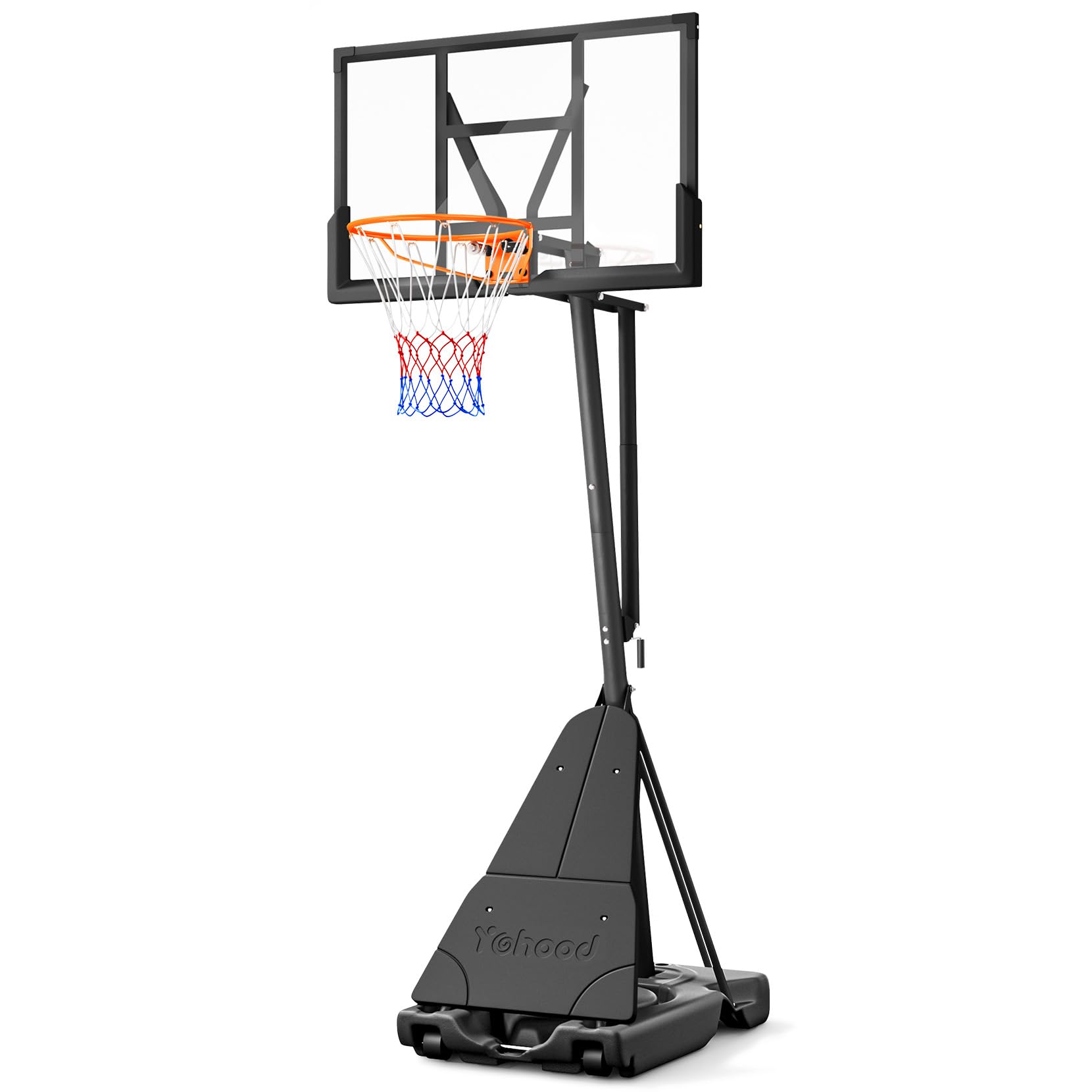 YohoodBasketball Hoop 5.25-10ft Hand-Cranked Height Adjustable, Portable Basketball Hoops & Goals Outdoor with PC Backboard for Kids/Teens/Adults in Backyard/Driveway/Indoor