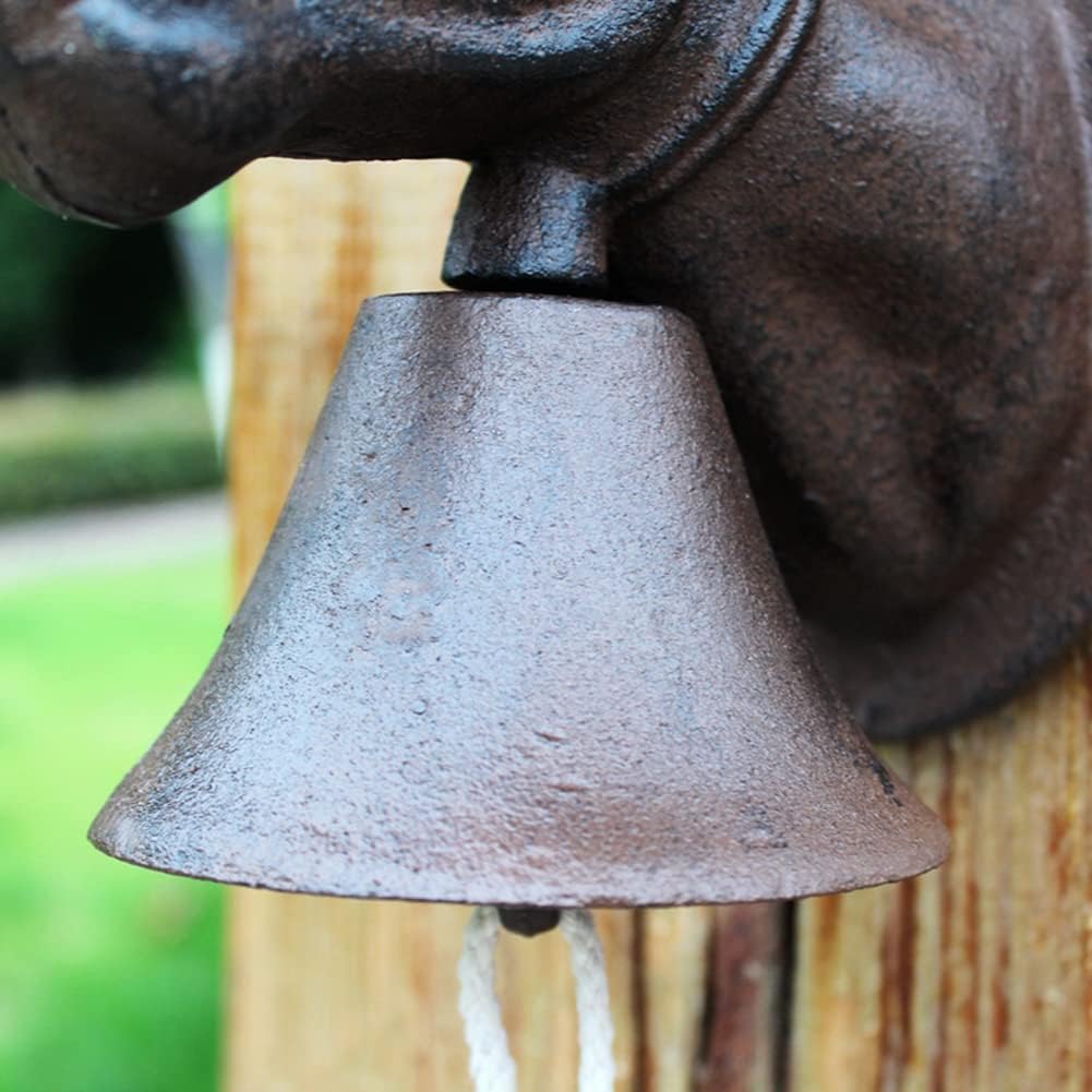 Vintage Door Bell,Manual Doorbell， Wall Bell Hanging Sculpture Chime Bull Head Shape Decoration Hand Bell Rustic Dinner Bell Vintage Shaking Hanging Bell for Indoor Outdoor Garden Yard Farmho