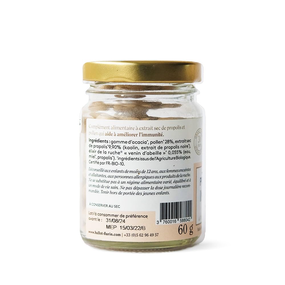 Ballot-Flurin - Comprimés Propolis Noire Immunité BIO - Fabriqué en France - Pot en verre - 120 comprimés