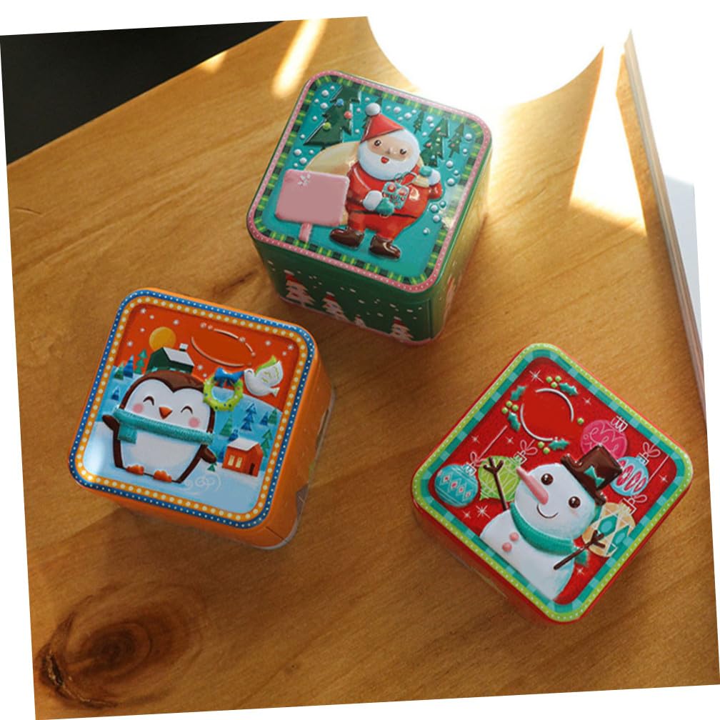 Veemoon Lot de 8 Boîtes de Rangement Carrées en Fer-Blanc Motifs de Noël Boîtes à Bonbons de Noël Décoratives et Légères pour Conserver Biscuits et Gourmandises Festives