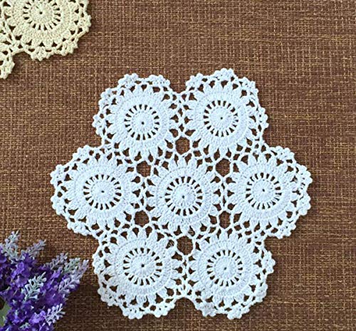 Hetao 9 Inch 100% Cotton Handmade Lace Crochet Placemats Doily Doilies,4Pc White #TOP3