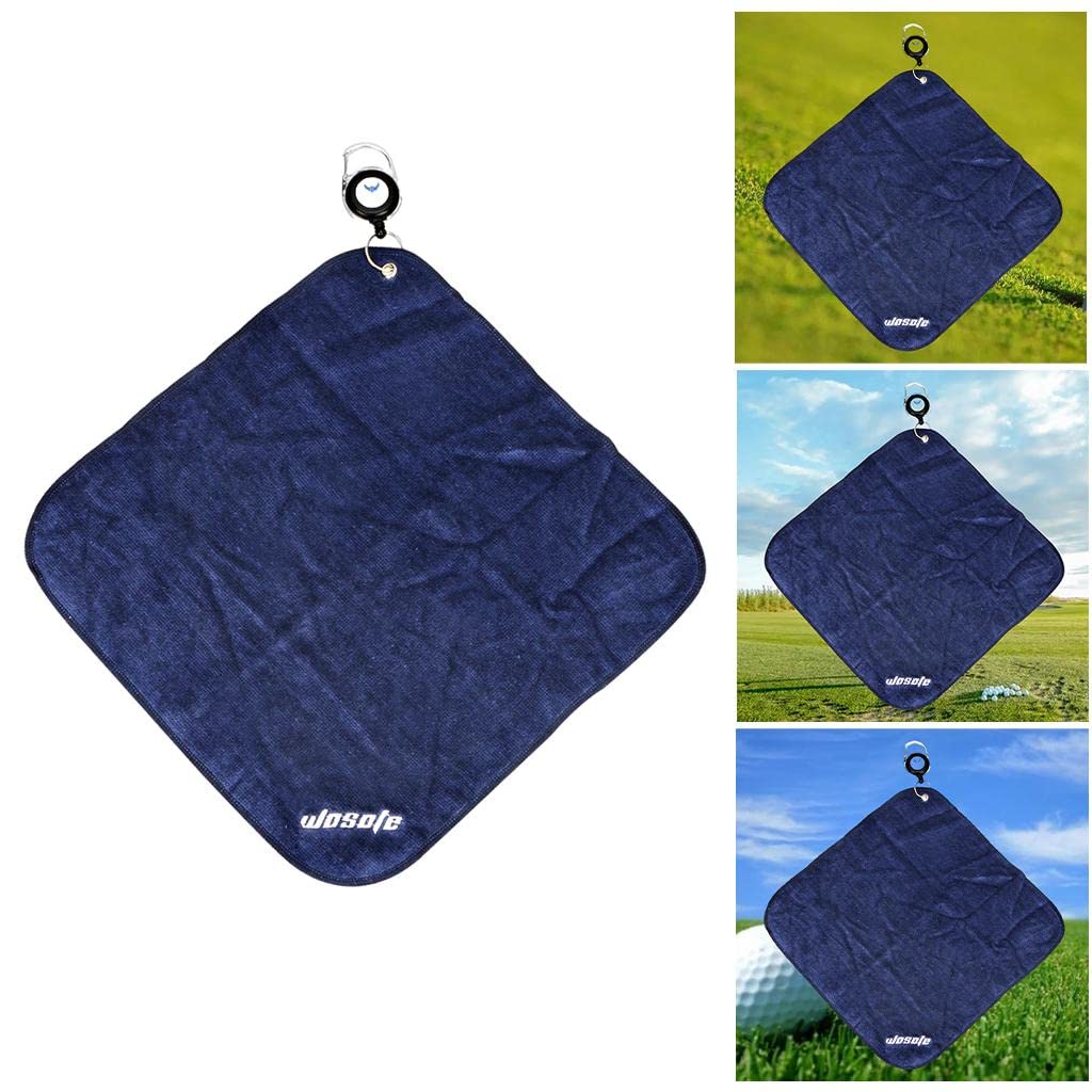 Juego de 10 toallas de golf de microfibra de 30 x 30 cm, absorbente de sudor, paño de limpieza deportivo, azul oscuro