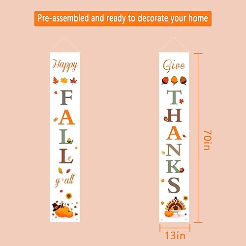 Miniatura 6 de DAZONGE Decoraciones de Acción de Gracias para el hogar Cartel de feliz otoño y dar gracias Cartel de porche de cosecha de otoño para decoraciones