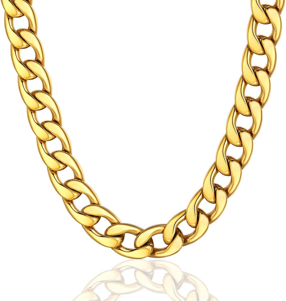 ChainsPro メンズ 丈夫なキューバチェーンネックレス、幅4/5/6/9/12/13/15mm、幅14インチ、18インチ、20