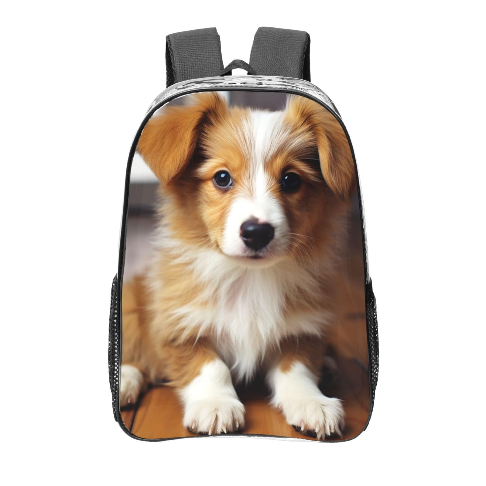 Cute Puppy Dog Clear Backpack Heavy Duty PVC Transparent Backpacks Large See Through Bag for Work Travel