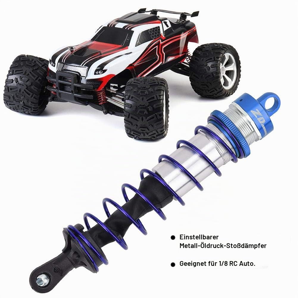 Dilwe 4 Stück RC Car Front Stoßdämpfer hinten, Metall Öldruck Einstellbarer Stoßdämpfer RC Upgrade Ersatzzubehör für 1/8 RC Car(B, ue)Modellauto-Zubehör