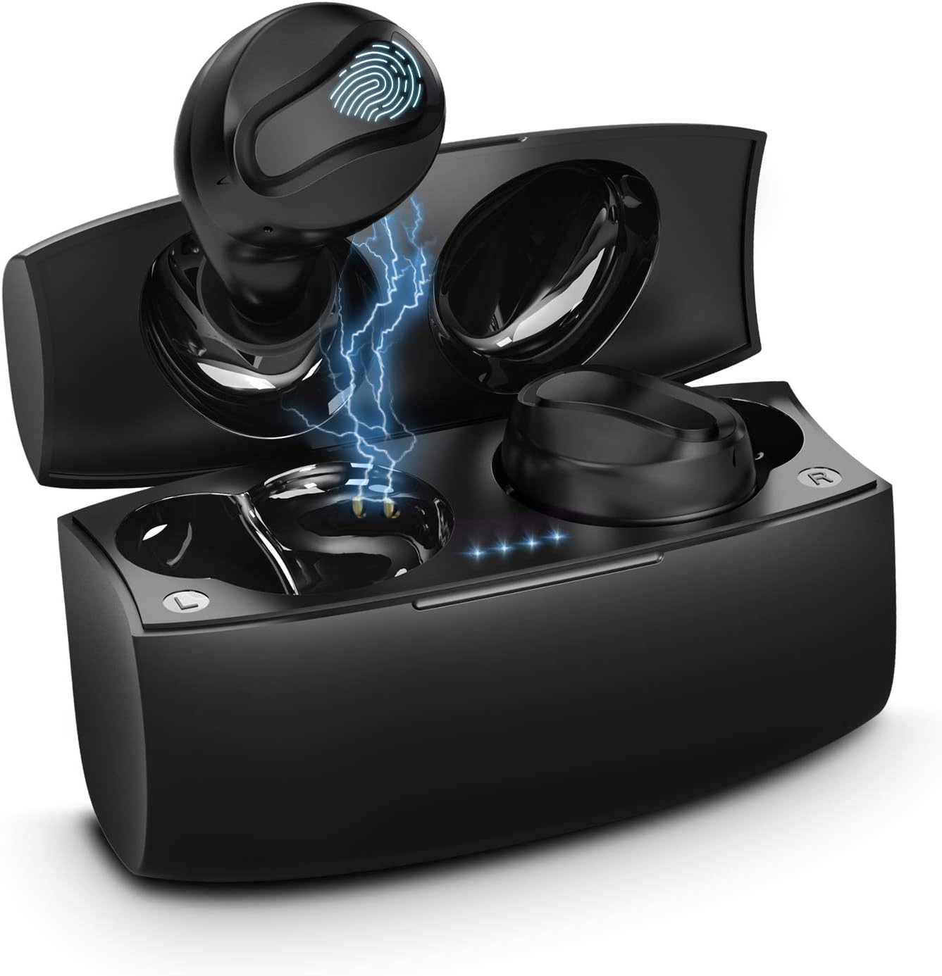 YW YUWISSBluetooth 5.0 True Wireless Earbuds Touch Control with Charging Case Cordless in Ear Headphones IPX4 Waterproof with Noise Cancelling Mic for Apple iPhone Android Samsung