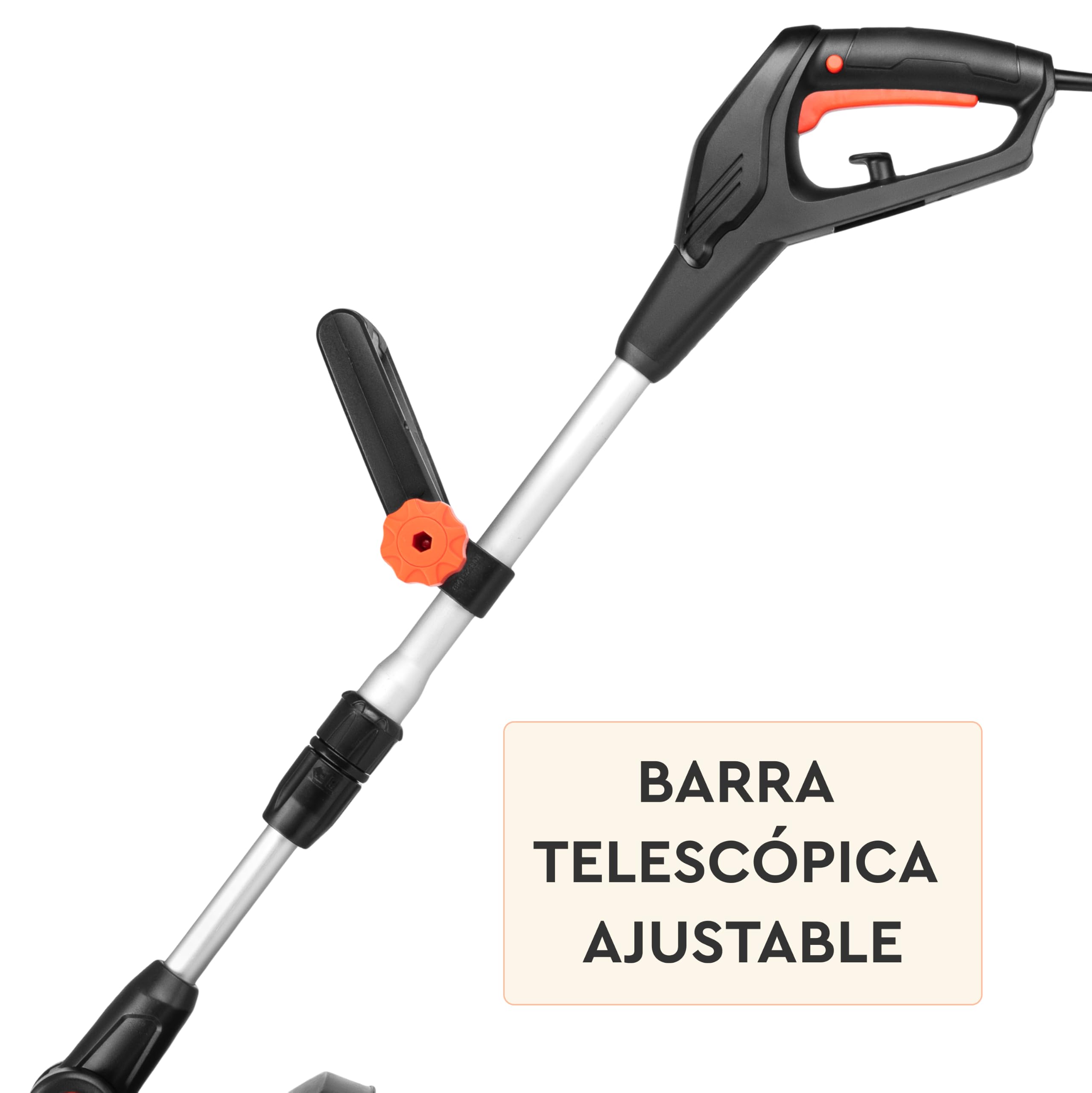 Cortabordes Eléctrico 55L 550W - Recortadora de Césped 320 mm 8800 RPM Barra Telescópica de Aluminio, Cabezal Ajustable, Mango Regulable e IPX4 para Jardín, Bordes, Parterres y Caminos - por Dnipro-M