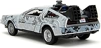 Vista 5 de DMC Delorean Time Machine Brushed Metal (Frost Version) Back to The Future (1985) Película Hollywood Rides Series 1/32 Modelo de auto fundido a
