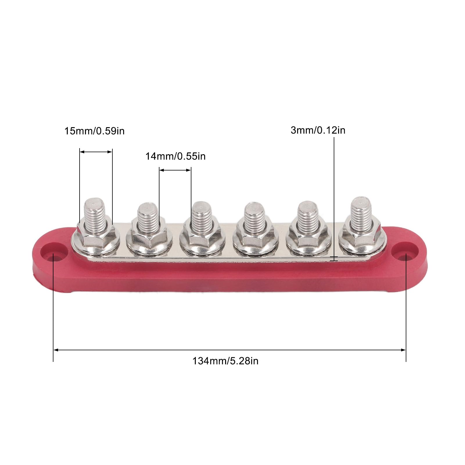 2 Pièces Barre Omnibus 6 Postes Bloc de Distribution D'énergie M8 Plaque de Cuivre Bornes en Acier Inoxydable Bornier de Batterie Goujon 150A 300VAC 48VDC avec Couvercle