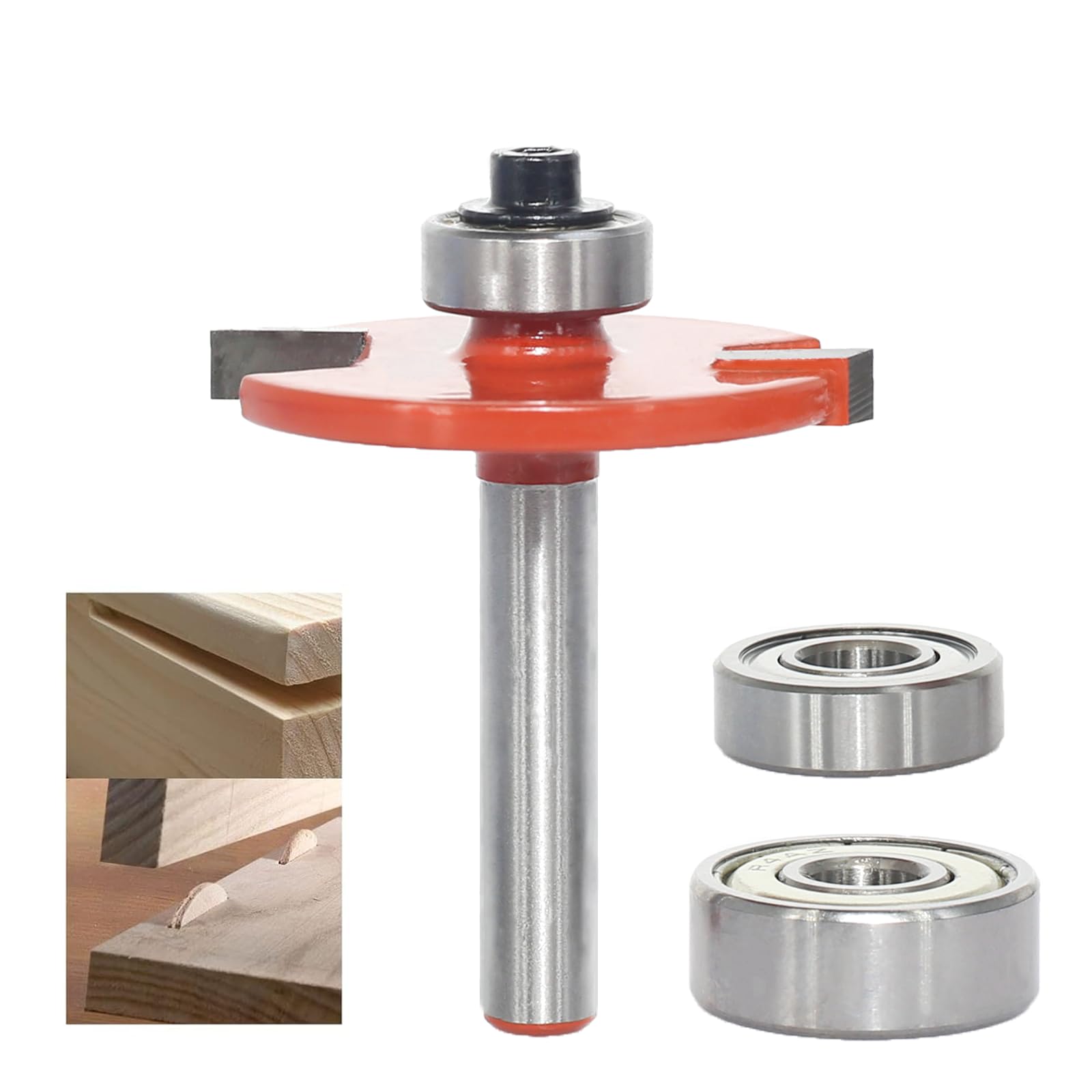 Akylin 3 in 1 Biscuit Jointer Router Bit, 1/4”Shank Biscuit Joint Slot Cutter Router Bits & 3 Bearing Set