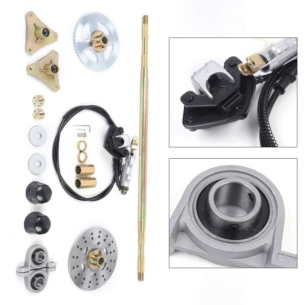 DENESTUS 740mm Go Kart Live Rear Axle Complete Kit with Brake Assembly